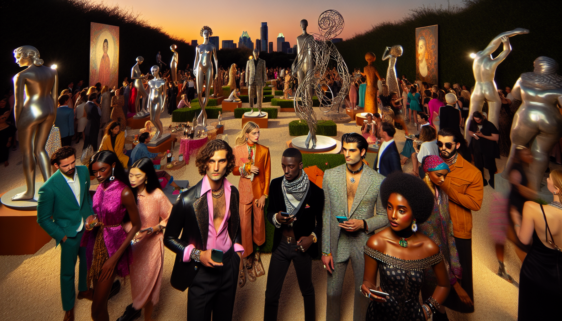 Vibrant Fashion Shines at Austin Sculpture Garden Soirée